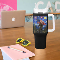 Bigfoot Patriotic 250 Years of Freedom Tumbler With Handle American USA Flag Stary Night