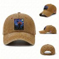Bigfoot Patriotic 250 Years of Freedom Washed Cotton Baseball Cap American USA Flag Stary Night