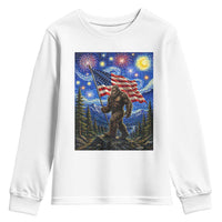 Bigfoot Patriotic 250 Years of Freedom Youth Sweatshirt American USA Flag Stary Night