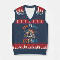 250th Anniversary USA V-Neck Knit Sweater Vest Bigfoot American Flag Patriotic 4th of July