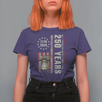 250th Anniversary USA T Shirt For Women Patriotic Liberty Bell 1776 2026 American Flag