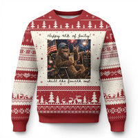 Funny Bigfoot 4th of July Ugly Christmas Sweater Patriotic Sasquatch American Flag Party Festival