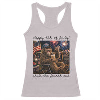 Funny Bigfoot 4th of July Racerback Tank Top Patriotic Sasquatch American Flag Party Festival