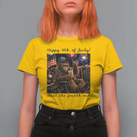 Funny Bigfoot 4th of July T Shirt For Women Patriotic Sasquatch American Flag Party Festival