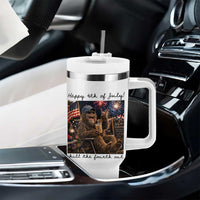 Funny Bigfoot 4th of July Tumbler With Handle Patriotic Sasquatch American Flag Party Festival