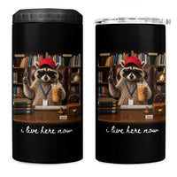 School Librarian 4 in 1 Can Cooler Tumbler I Live Here Now Back to School