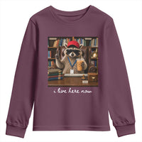 School Librarian Youth Sweatshirt I Live Here Now Back to School