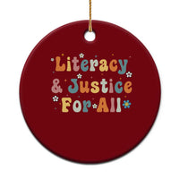 Literacy Justice for All Stop Book Banning Protect Librarian Ceramic Ornament