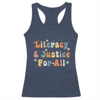 Literacy Justice for All Stop Book Banning Protect Librarian Racerback Tank Top