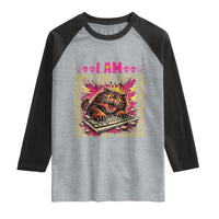 Funny I Am Yelling Carl Donut Cat Meme Raglan Shirt