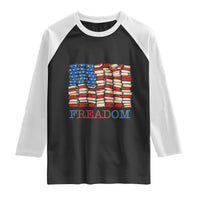 Freedom to Read Books Freadom Raglan Shirt USA Flag Patriotic Library Book Lover
