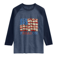 Freedom to Read Books Freadom Raglan Shirt USA Flag Patriotic Library Book Lover