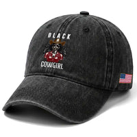 Black Cowgirl Rodeo Washed Cotton Baseball Cap African American Western Country Texas