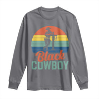 Black Cowboy Sunset Long Sleeve Shirt Western Rodeo Cross - Wonder Print Shop