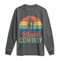 Black Cowboy Sunset Long Sleeve Shirt Western Rodeo Cross - Wonder Print Shop