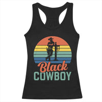 Black Cowboy Sunset Racerback Tank Top Western Rodeo Cross - Wonder Print Shop