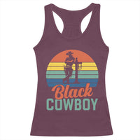 Black Cowboy Sunset Racerback Tank Top Western Rodeo Cross - Wonder Print Shop