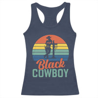 Black Cowboy Sunset Racerback Tank Top Western Rodeo Cross - Wonder Print Shop