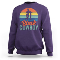 Black Cowboy Sunset Sweatshirt Western Rodeo Cross - Wonder Print Shop