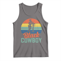 Black Cowboy Sunset Tank Top Western Rodeo Cross - Wonder Print Shop
