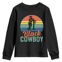 Black Cowboy Sunset Youth Sweatshirt Western Rodeo Cross - Wonder Print Shop