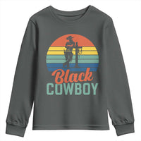 Black Cowboy Sunset Youth Sweatshirt Western Rodeo Cross - Wonder Print Shop