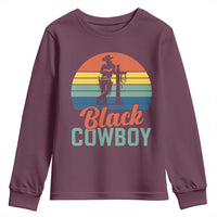 Black Cowboy Sunset Youth Sweatshirt Western Rodeo Cross - Wonder Print Shop