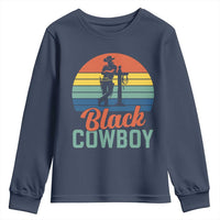 Black Cowboy Sunset Youth Sweatshirt Western Rodeo Cross - Wonder Print Shop