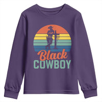Black Cowboy Sunset Youth Sweatshirt Western Rodeo Cross - Wonder Print Shop