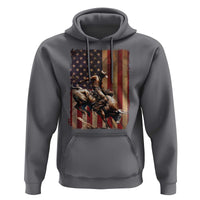 Black Cowboy Bull Rider Hoodie Western Rodeo Patriotic American Flag - Wonder Print Shop