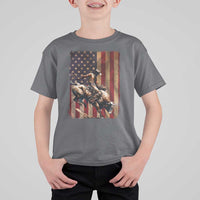 Black Cowboy Bull Rider T Shirt For Kid Western Rodeo Patriotic American Flag - Wonder Print Shop