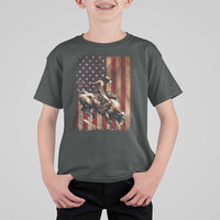 Black Cowboy Bull Rider T Shirt For Kid Western Rodeo Patriotic American Flag - Wonder Print Shop