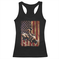 Black Cowboy Bull Rider Racerback Tank Top Western Rodeo Patriotic American Flag - Wonder Print Shop