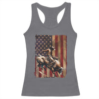 Black Cowboy Bull Rider Racerback Tank Top Western Rodeo Patriotic American Flag - Wonder Print Shop
