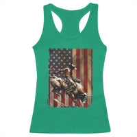 Black Cowboy Bull Rider Racerback Tank Top Western Rodeo Patriotic American Flag - Wonder Print Shop