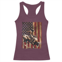 Black Cowboy Bull Rider Racerback Tank Top Western Rodeo Patriotic American Flag - Wonder Print Shop