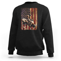 Black Cowboy Bull Rider Sweatshirt Western Rodeo Patriotic American Flag - Wonder Print Shop