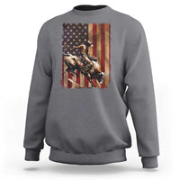 Black Cowboy Bull Rider Sweatshirt Western Rodeo Patriotic American Flag - Wonder Print Shop
