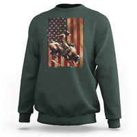 Black Cowboy Bull Rider Sweatshirt Western Rodeo Patriotic American Flag - Wonder Print Shop