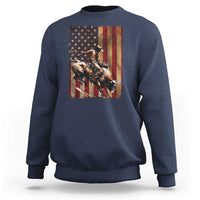 Black Cowboy Bull Rider Sweatshirt Western Rodeo Patriotic American Flag - Wonder Print Shop