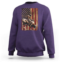 Black Cowboy Bull Rider Sweatshirt Western Rodeo Patriotic American Flag - Wonder Print Shop
