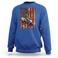 Black Cowboy Bull Rider Sweatshirt Western Rodeo Patriotic American Flag - Wonder Print Shop