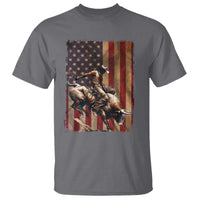Black Cowboy Bull Rider T Shirt Western Rodeo Patriotic American Flag - Wonder Print Shop