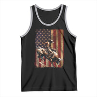 Black Cowboy Bull Rider Tank Top Western Rodeo Patriotic American Flag - Wonder Print Shop