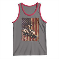 Black Cowboy Bull Rider Tank Top Western Rodeo Patriotic American Flag - Wonder Print Shop