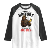 Funny Bigfoot Gym Raglan Shirt I Am Not A Bigfoot But I Can Beat Off 100 Men - Wonder Print Shop