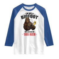 Funny Bigfoot Gym Raglan Shirt I Am Not A Bigfoot But I Can Beat Off 100 Men - Wonder Print Shop