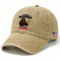Funny Bigfoot Gym Washed Cotton Baseball Cap I Am Not A Bigfoot But I Can Beat Off 100 Men