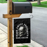 Skull Smoking Garden Flag Blood Sweat Profanity Blue Collar - Wonder Print Shop