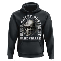 Skull Smoking Hoodie Blood Sweat Profanity Blue Collar - Wonder Print Shop